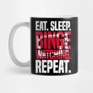 Eat Sleep Binge Watching Repeat TV Watcher Distressed Mug